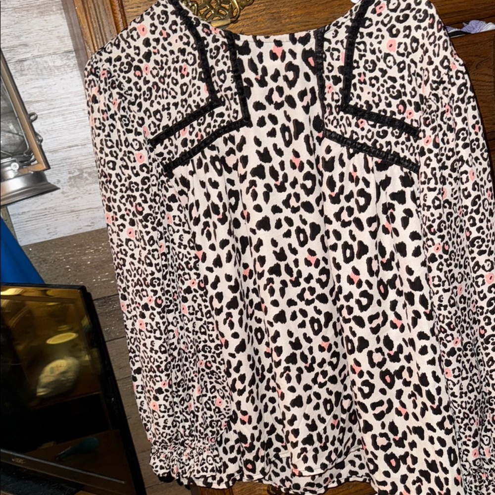 Maurices Black and Pink Leopard Print Blouse